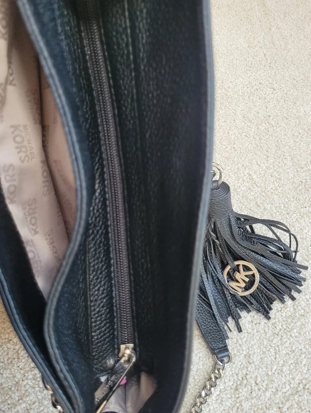 *NWT Michael Kors Whipped Chelsea Black Pebbled Leather Chain Shoulder Bag